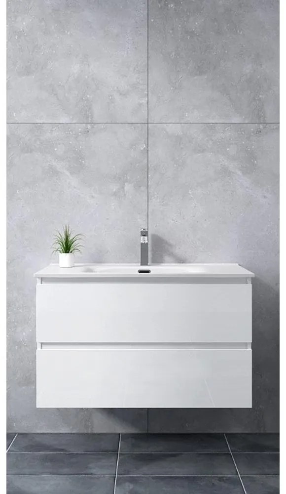 Catania White Dulap de baie cu lavoar 100cm