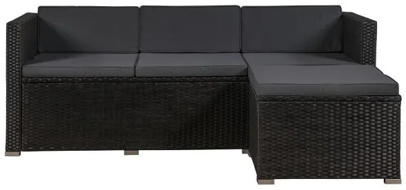 Jusky Set ratan de gradina Punta Cana L - perne negre/antracit