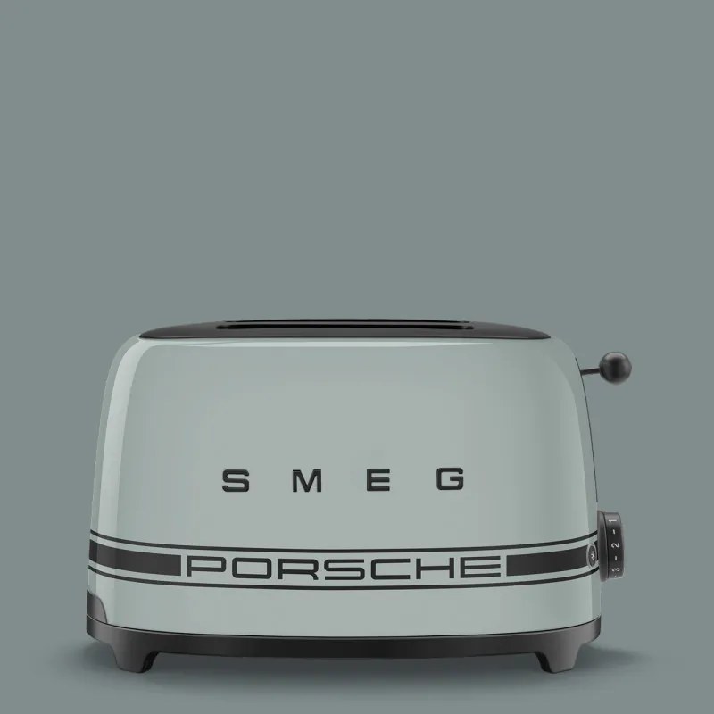 Prăjitor de pâine SMEG 50's Style Porsche TSF01PSGEU, 950 W, 2 felii, 6 niveluri, Tava pentru firimituri, Cablu integrat, Oțel inoxidabil, Verde