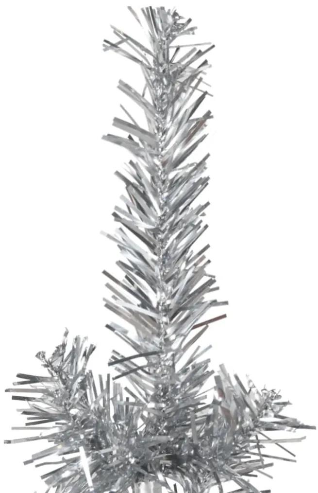 Jumatate brad de Craciun subtire cu suport, argintiu, 210 cm 1, Argintiu, 210 cm
