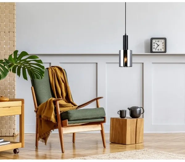 ITALUX PND-5581-1-BK+SG - Lustră pe cablu SARDO 1xE27/40W/230V negru