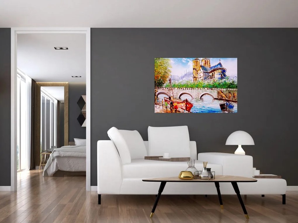 Tablou - Pictură în ulei a orașului (90x60 cm)