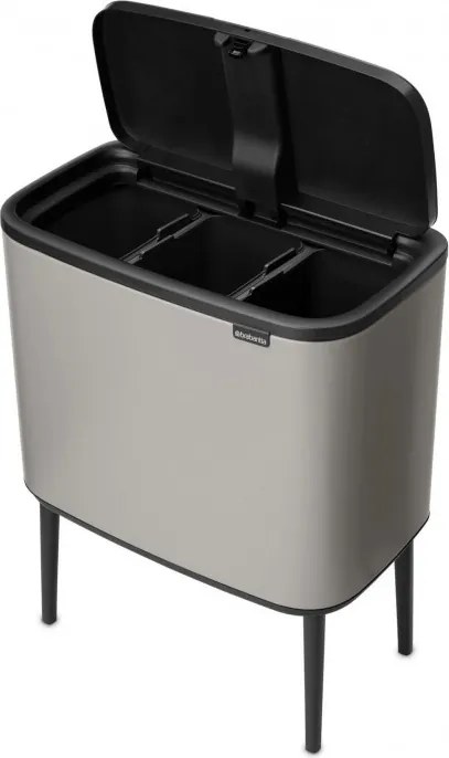 Cos de gunoi Brabantia Bo Touch 1010454, 3x11 l, Deschidere lina si silentioasa, Gri