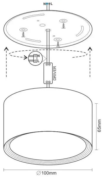 Spot LED/12W/230V 4000K d. 10 cm negru