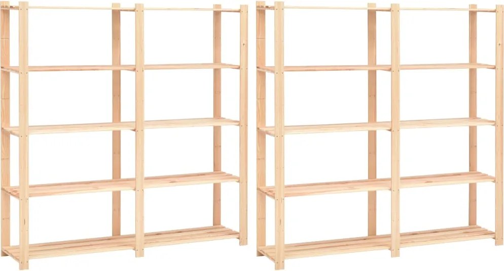 vidaXL Etajere cu 5 rafturi, 2 buc, 170x38x170 cm, lemn de pin, 500 kg