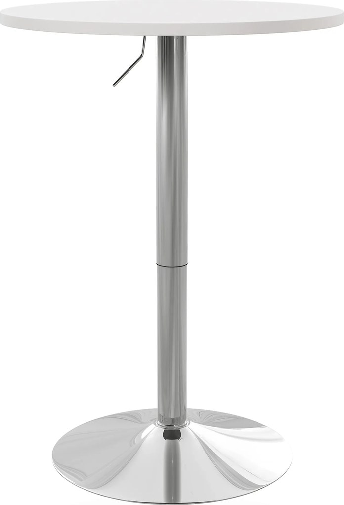 HOMCOM Masă de bar rotundă masă înaltă pentru bucătărie reglabilă în înălțime 69-91 cm blat pivotant la 360° alb și argintiu | Aosom Romania