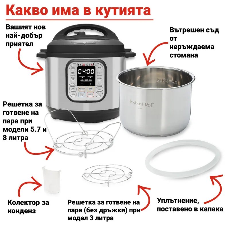 Instant Pot Duo Mini mașină de gătit sub presiune 110004501, 700W, 3L, 11 programe, 7 funcții, funcție Set and Forget, oțel inoxidabil, argintiu