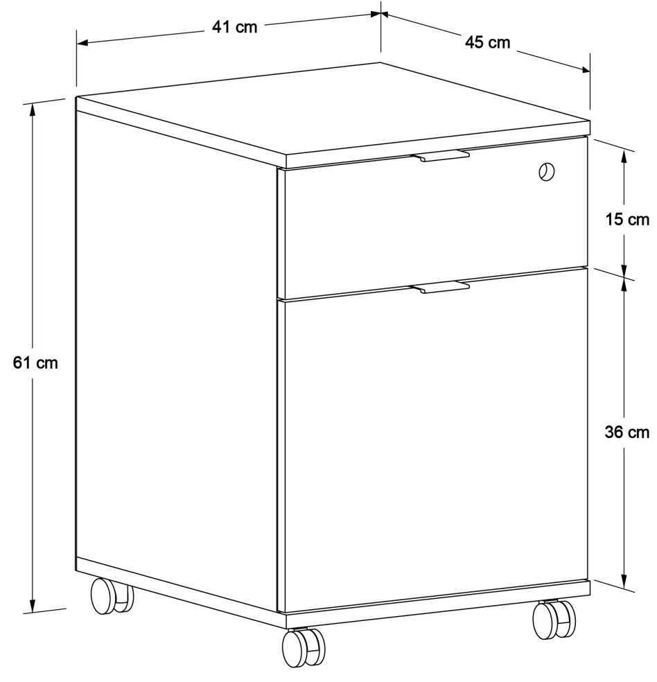 Corp Mobil Adore Rio Rollbox Office, usa, sertar cu cheie, 41 x 61 x 45 cm