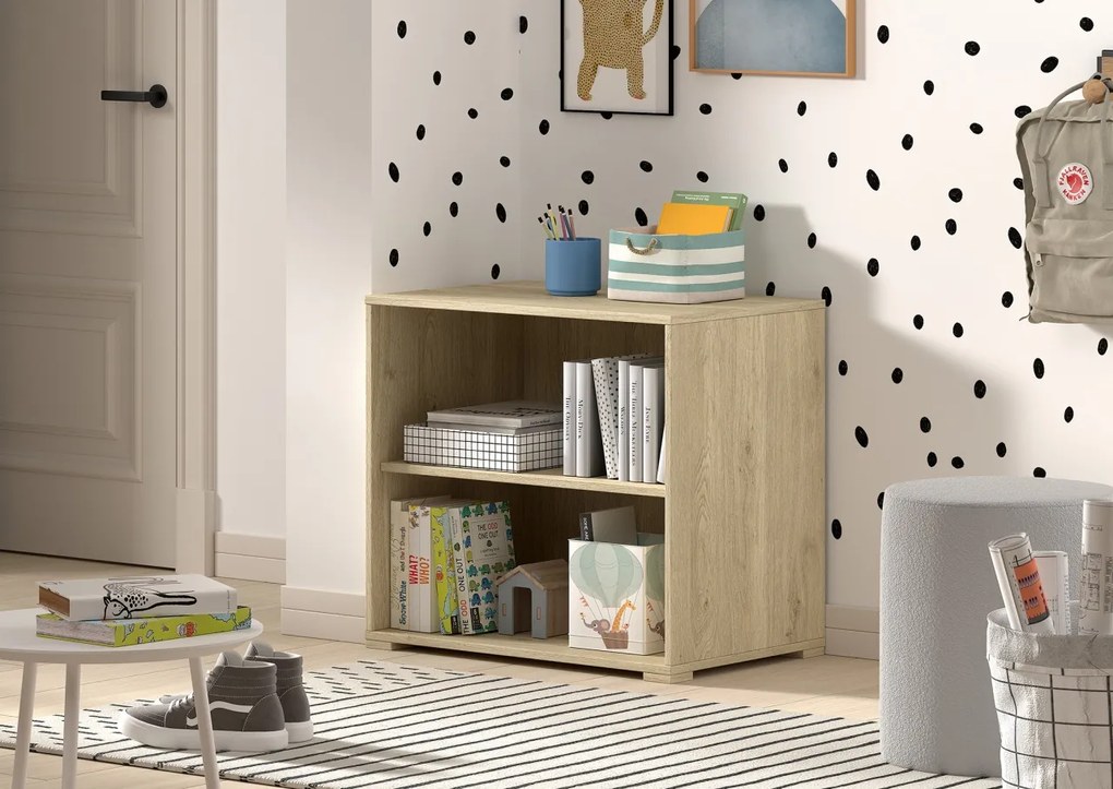 Bibliotecă deschisă pentru copii finisaj stejar din colecția Sam – compatibilă cu patul loft – Vipack