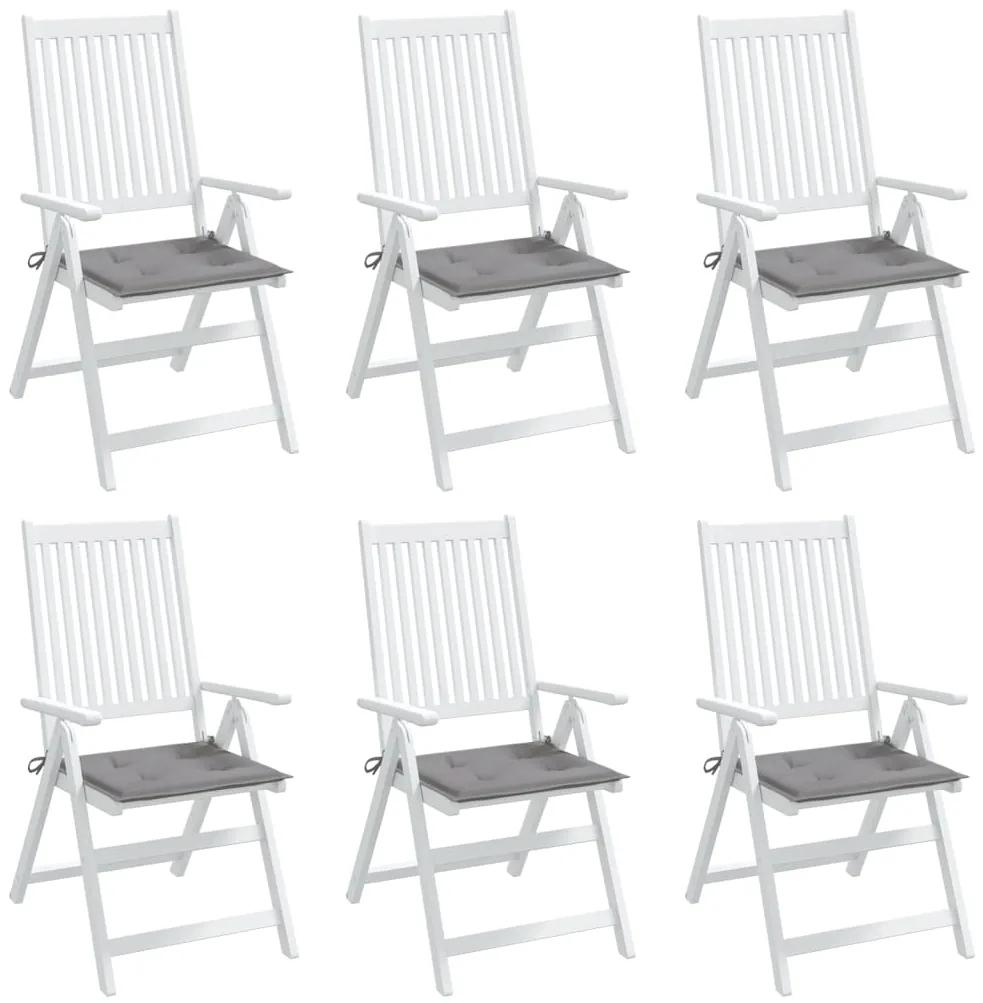 Perne scaun de gradina, 6 buc., gri, 50x50x3 cm, textil 6, Gri, 50 x 50 x 3 cm