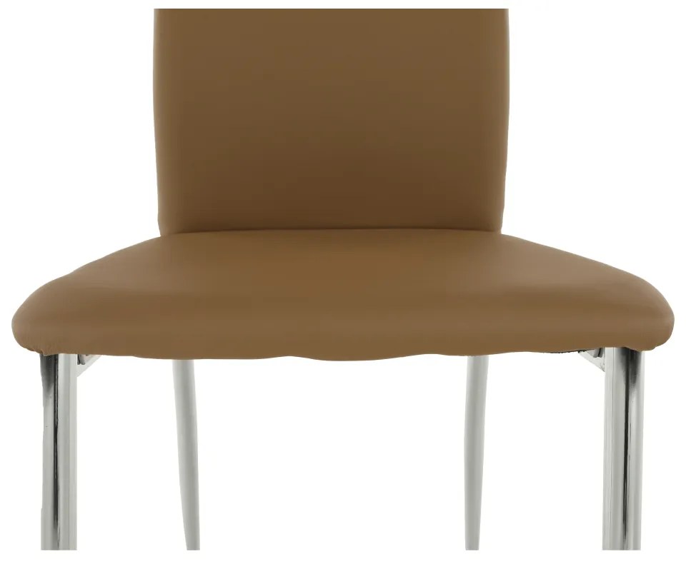 Scaun dining, piele ecologică bej/crom, ERVINA