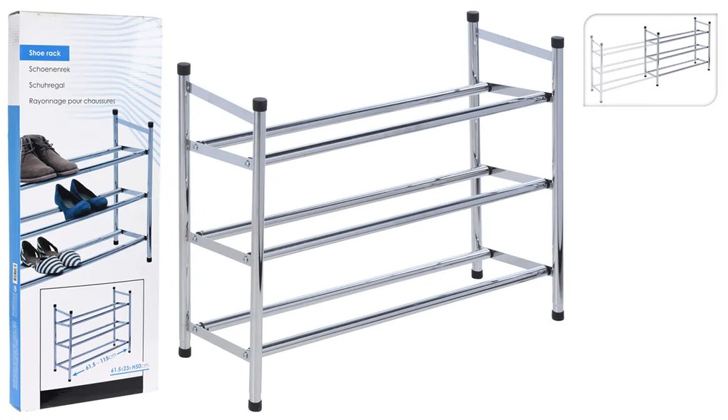 Pantofar extensibil din otel inoxidabil  3 nivele 615-115x23x50 cm