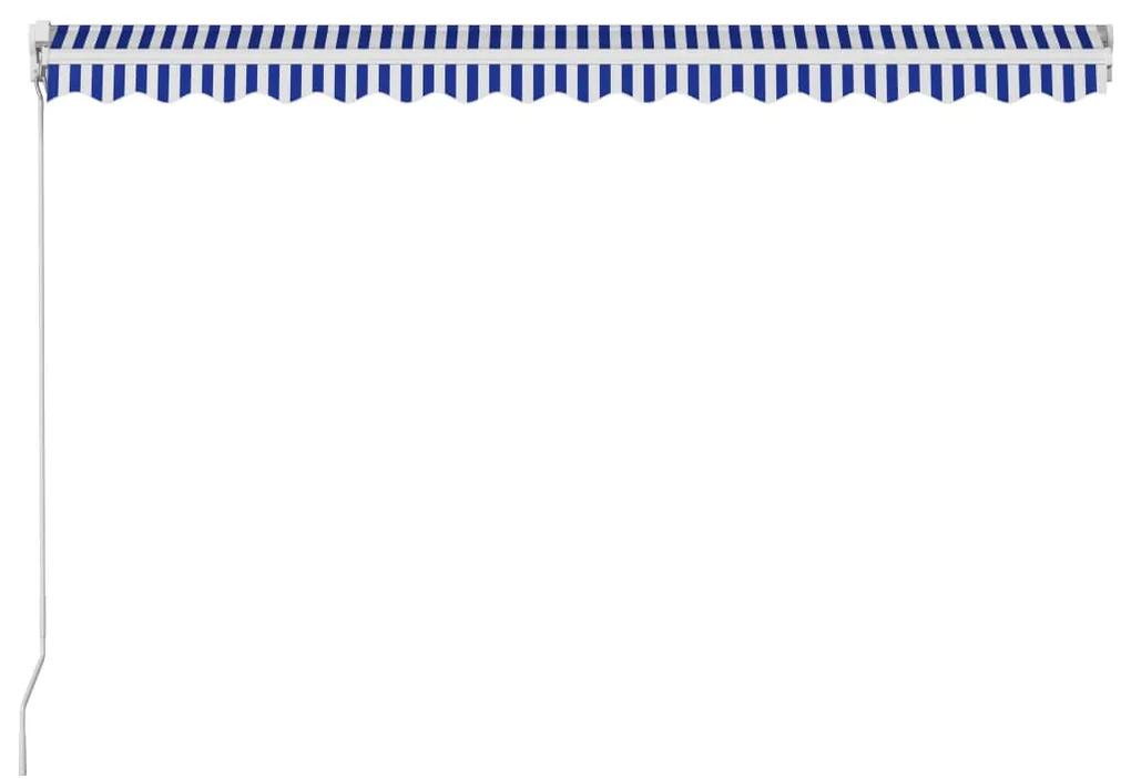 Copertina retractabila manual, albastru si alb, 400 x 300 cm Albastru si alb, 400 x 300 cm