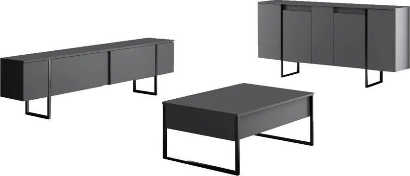 Consola, Hanah Home, Luxe, 160x35x80 cm, Antracit / Negru