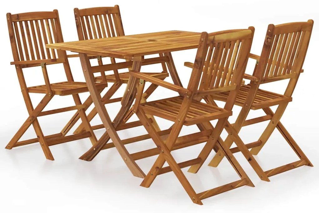 vidaXL Set mobilier de exterior pliabil, 5 piese, lemn masiv de acacia