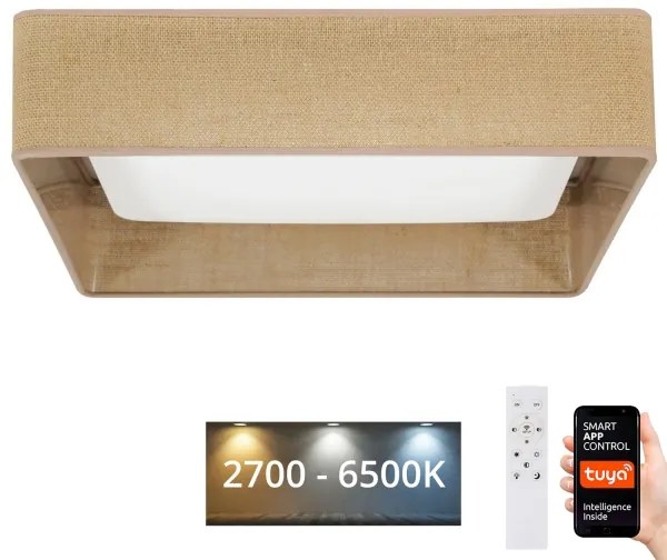 Brilagi-LED Corp de iluminat dimabil VELVET SQUARE LED/36W/230V Wi-Fi Tuya + telecomandă, maro