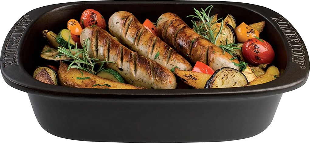 Forma Vas Cuptor Romertopf Vulcano Neagra Cuptor ( Mare 4-6 persoane)