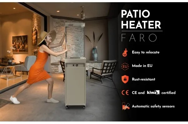 Șemineu de exterior pe gaz Planika Faro GAS 142x36 cm 8kW gri + capac de protecție