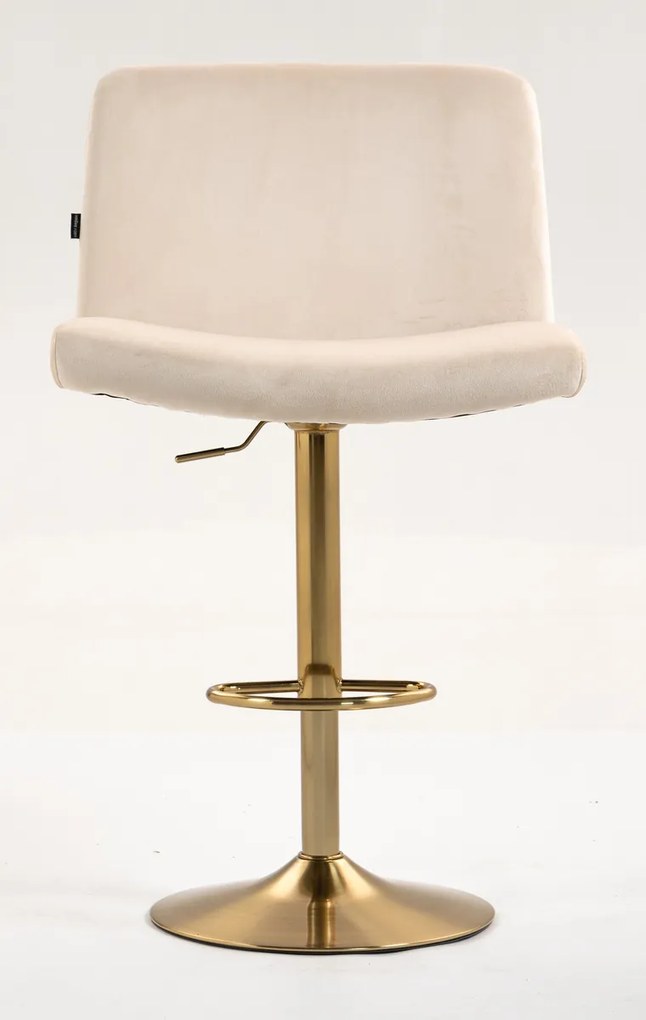 HR150W Scaun Crem din Catifea cu Bază Aurie