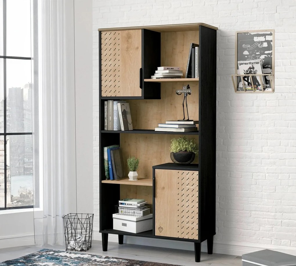 Biblioteca pentru carti, Colectia Black (82x164x33 cm)