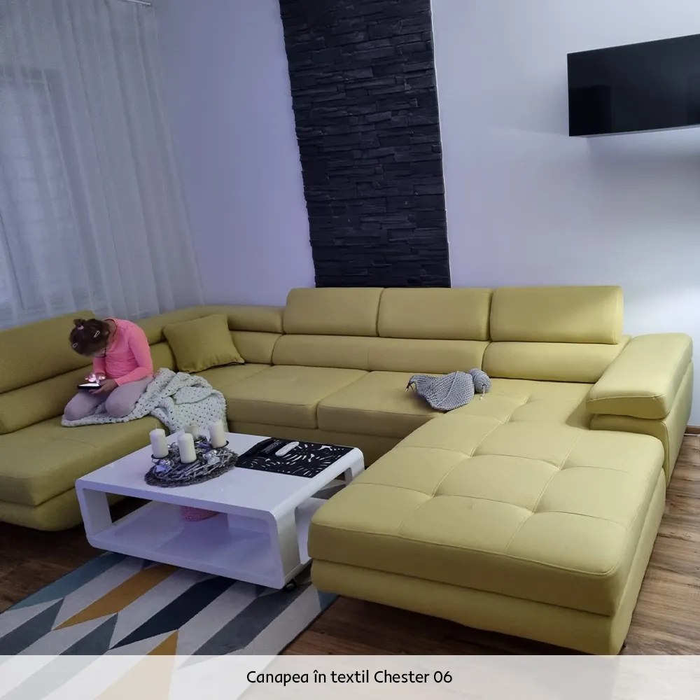 Colţar, gri deschis, model stânga, AMARETO U