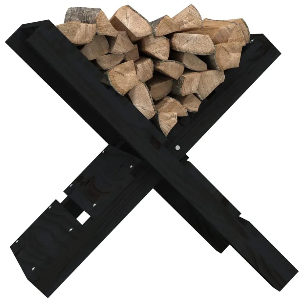 Suport pentru busteni negru 47x39,5x48 cm lemn masiv de pin Negru