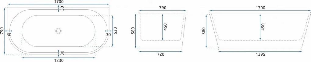 Cada din acril freestanding VENETA 170cm