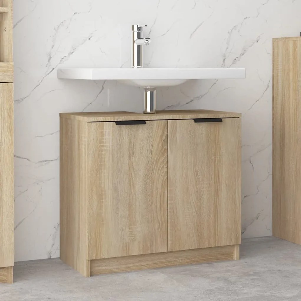 811307 vidaXL Dulap de baie, stejar sonoma, 64,5x33,5x59 cm, lemn compozit