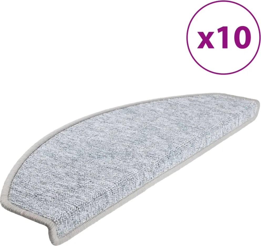 vidaXL Covorașe pentru scări, 10 buc., 65x24x4 cm, gri deschis, semirotunde, mari