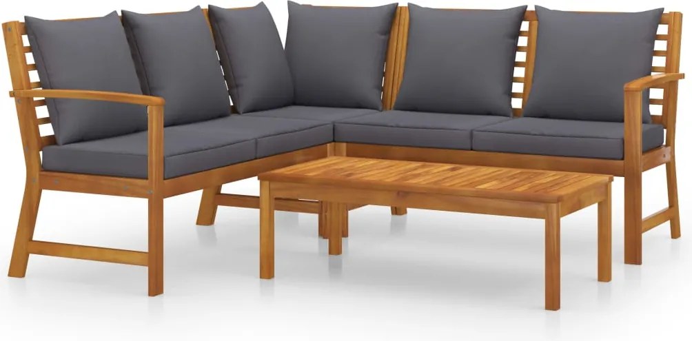 vidaXL Set mobilier de grădină cu perne, 4 piese, lemn masiv de acacia