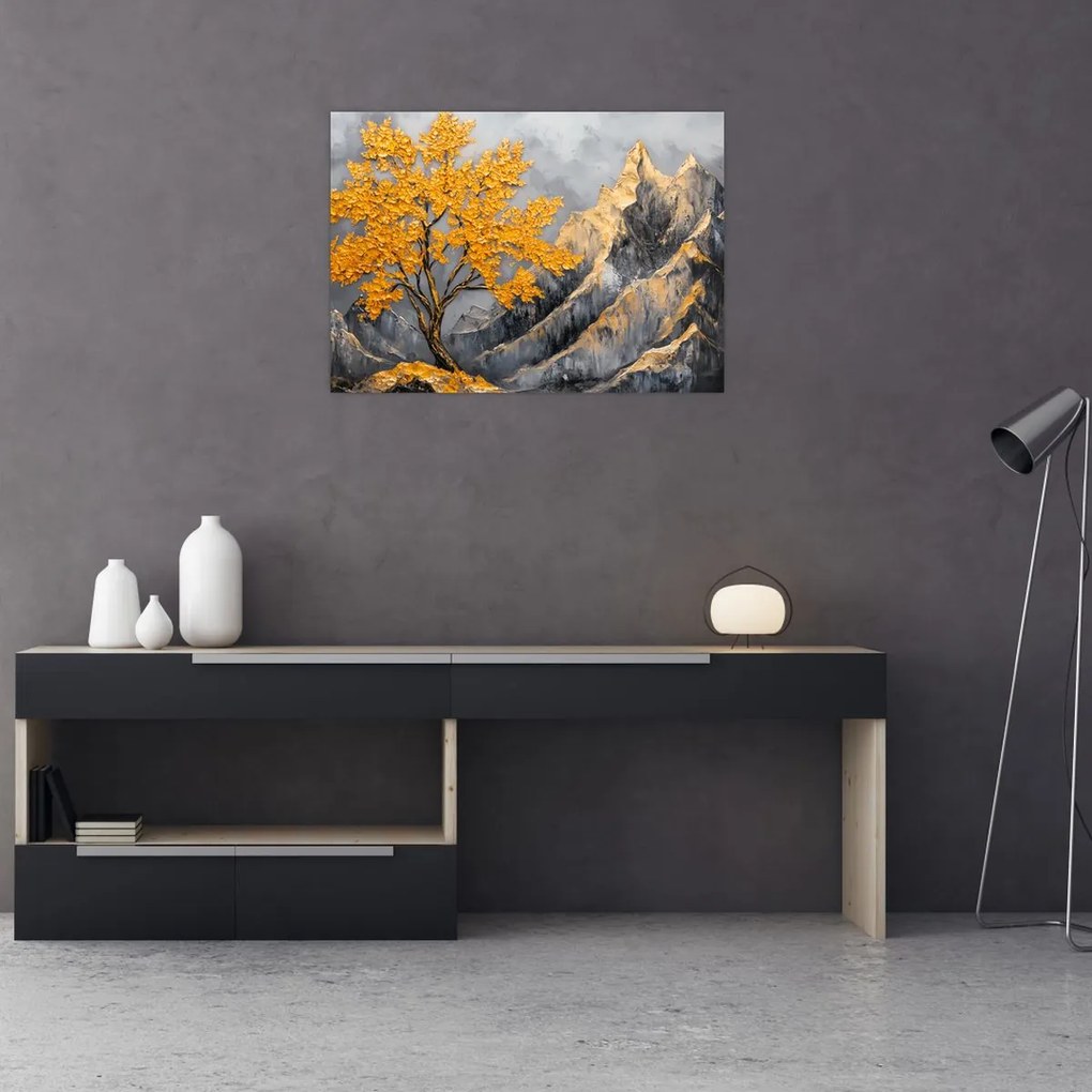 Tablou – Arbore auriu în munți (70x50 cm)