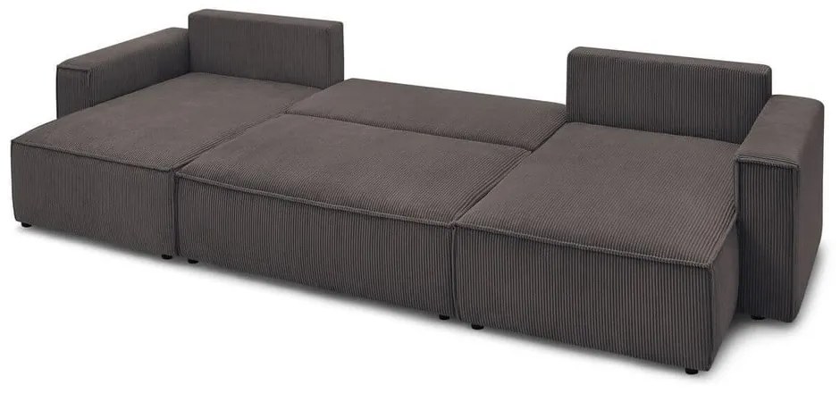 Colțar taupe extensibil cu tapițerie din catifea reiată (în formă de "U") Nihad – Bobochic Paris