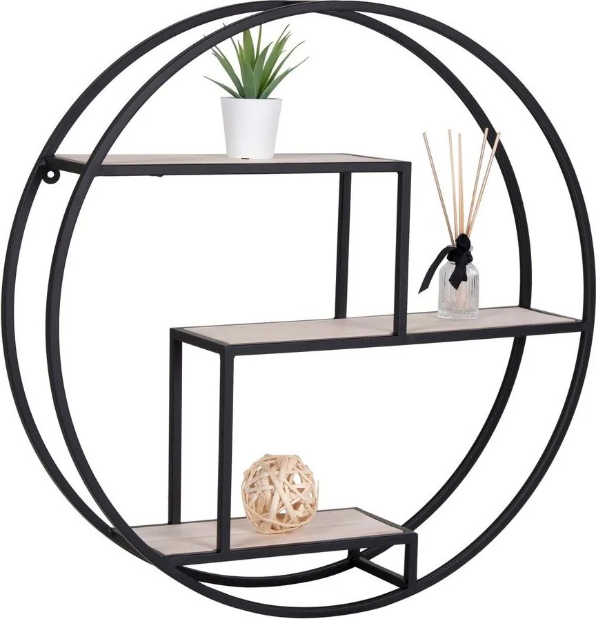 Raft negru/în culoare naturală etajat din lemn masiv de paulownia 62 cm Rotterdam – House Nordic