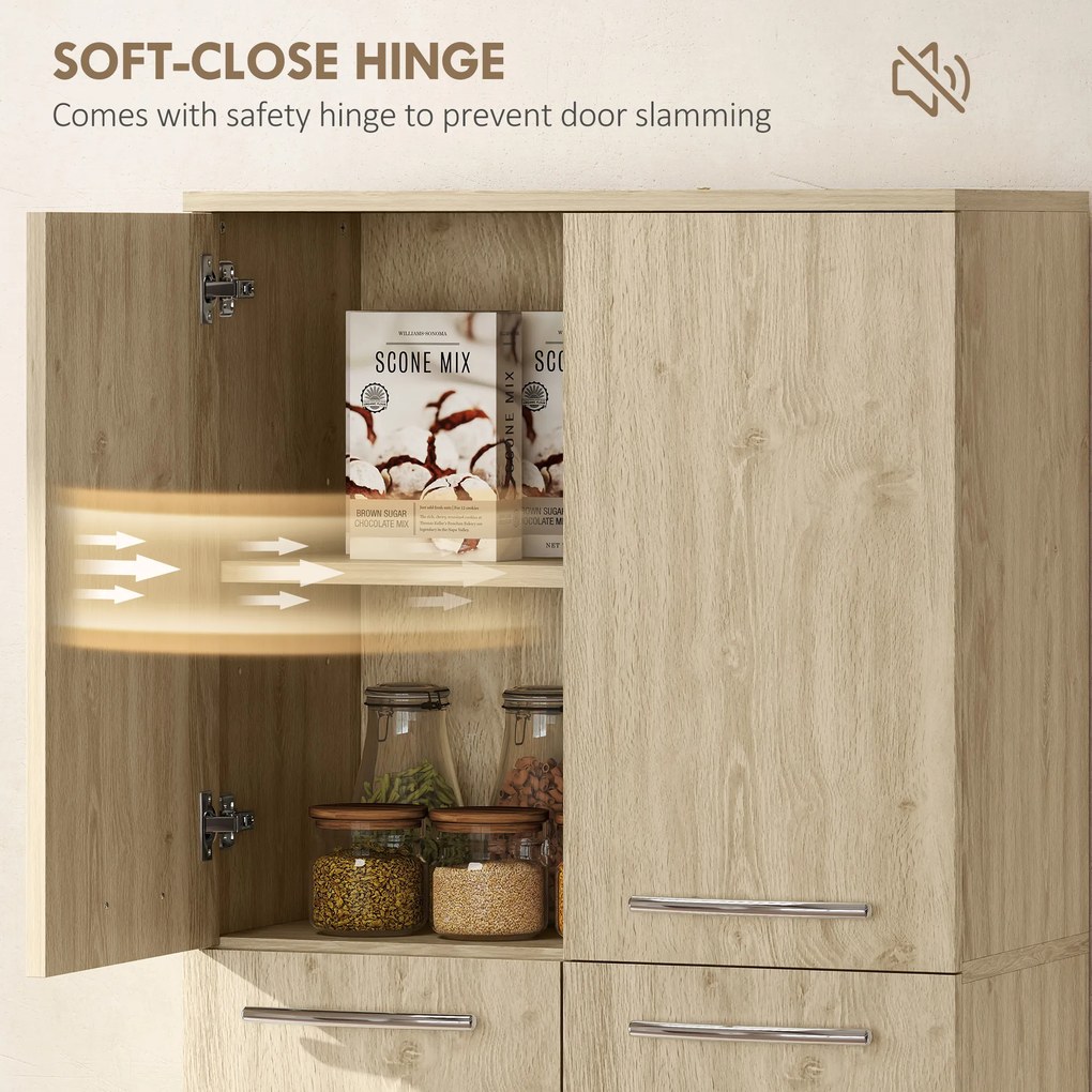 HOMCOM Mobilier de Depozitare cu 2 Dulapuri și Rafturi Reglabile din Lemn Stejar | Aosom Romania