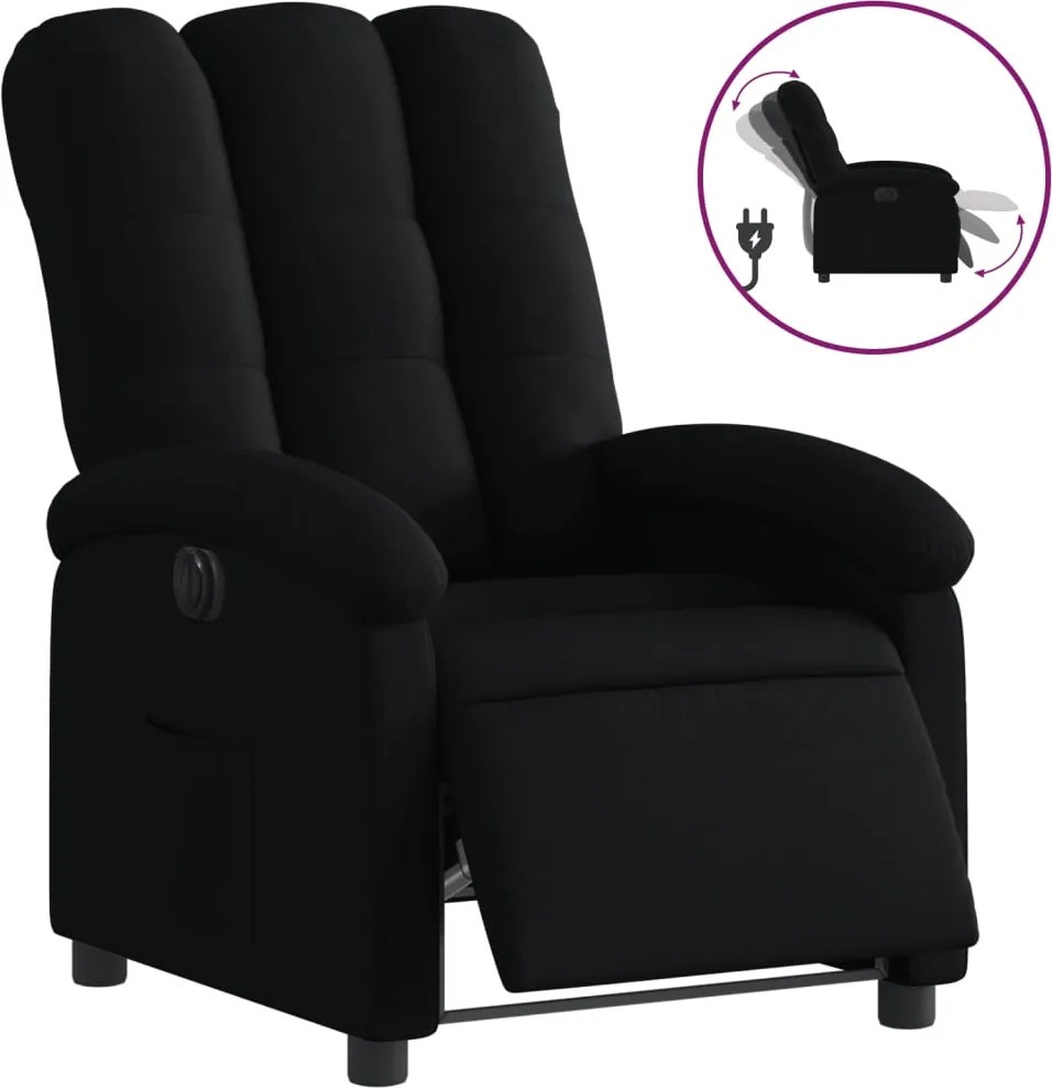 vidaXL Fotoliu rabatabil electric, negru, material textil