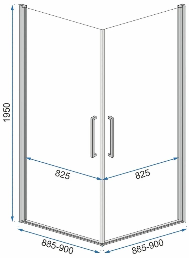 Cabina de dus patrata Rea Abra cu usi pivotante 90x90 negru mat