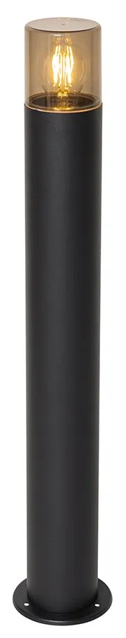 Lampă de exterior de podea neagră cu abajur fumuriu 70 cm - Odense