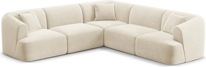 Colțar bej cu tapițerie din catifea Campi – Cosmopolitan Design