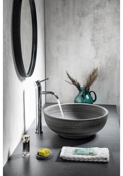 Sapho - Lavoar pentru blat PRIORI Ø 41 cm, ceramică/gri