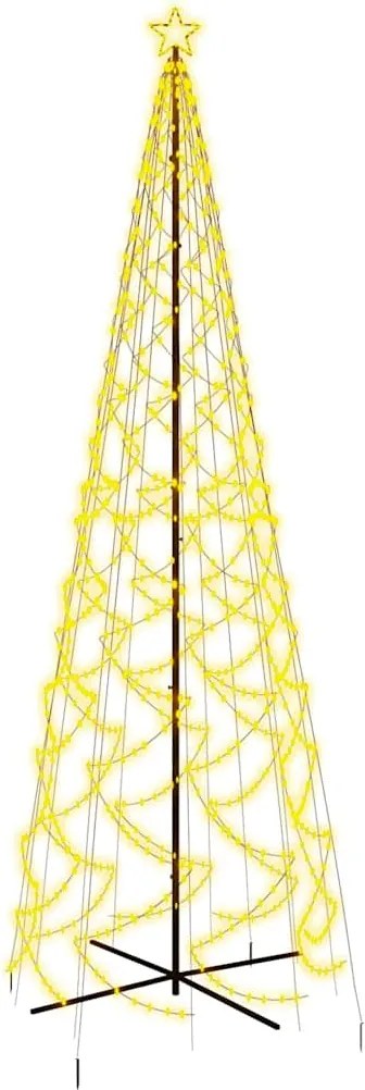 vidaXL Brad de Crăciun conic, 1400 LED-uri, alb cald, 160x500 cm