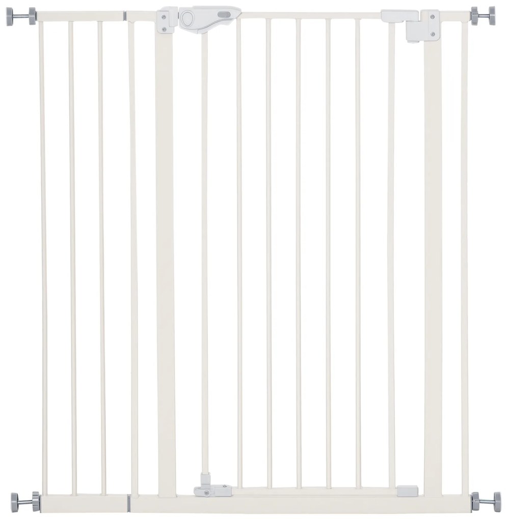 PawHut Poarta pentru Caini cu 4 Suruburi Reglabile si Banda Adeziva, Poarta de Siguranta din Metal si Plastic, 86x104.1 cm, Alb | Aosom Romania