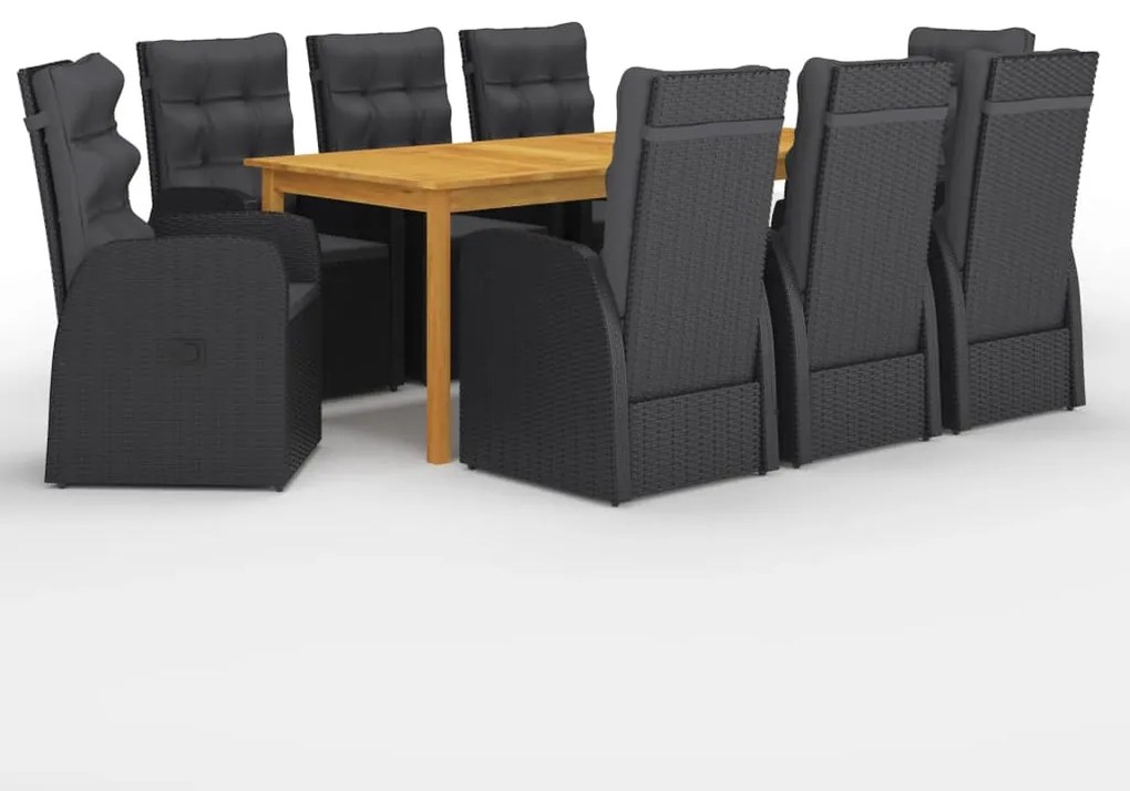 3067905 vidaXL Set mobilier de grădină, 9 piese, negru