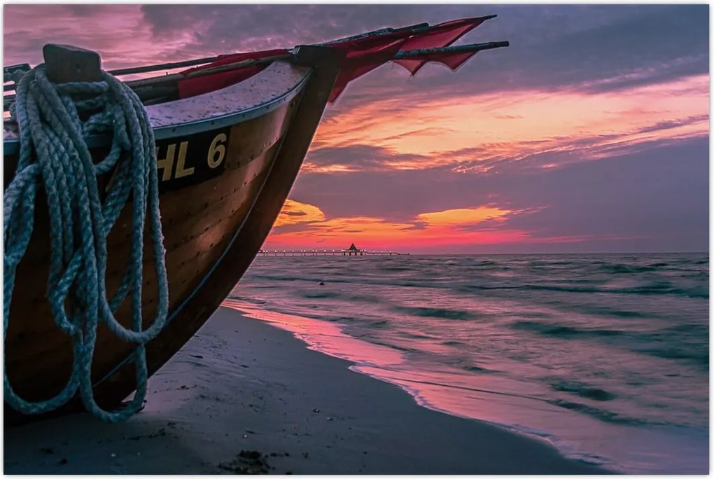 Tablou -Barcă la mal (90x60 cm)
