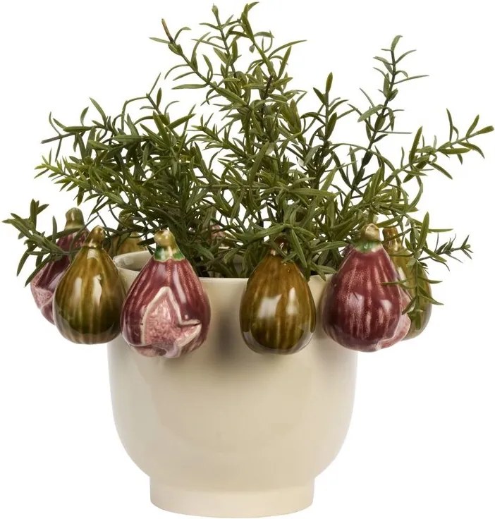 Ghiveci din ceramică stoneware cu smochine sculptate și glazură reactivă, D25×H17 cm, „Fig Pot"