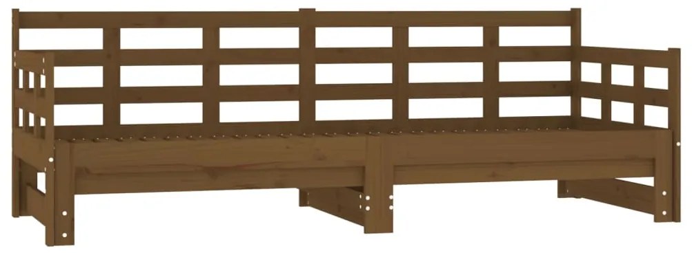 820375 vidaXL Pat de zi extensibil, maro miere, 2x(90x200) cm, lemn masiv pin