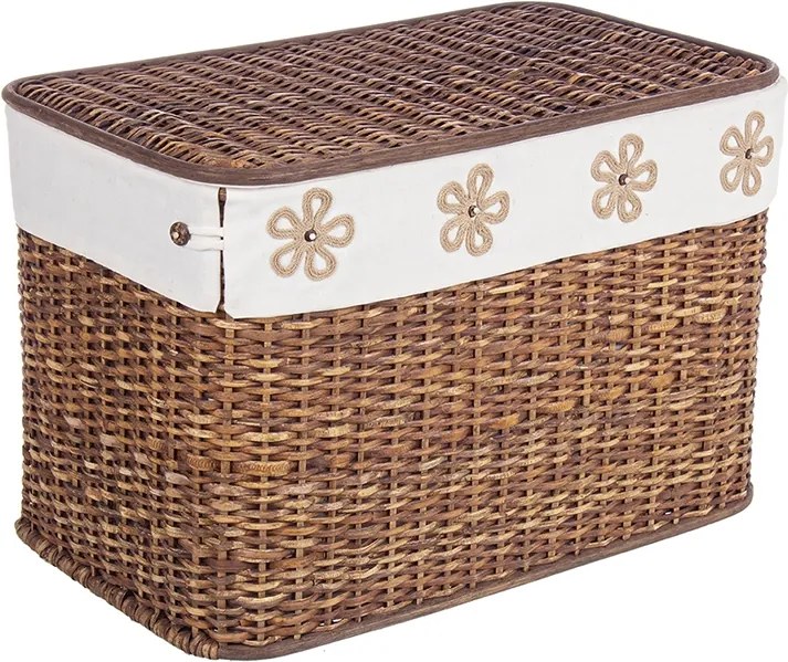 Cos depozitare din rattan textil maro Lily 66 cm x 40 cm x 43 H