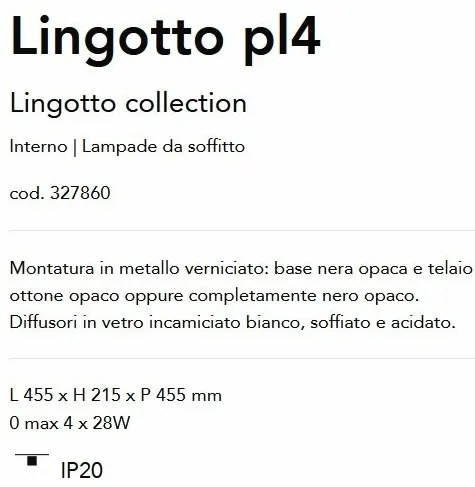 Plafoniera design modern Lingotto pl4 negru