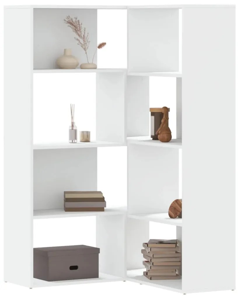 vidaXL Bibliotecă 4 niveluri, alb, 85x85x140 cm, lemn prelucrat