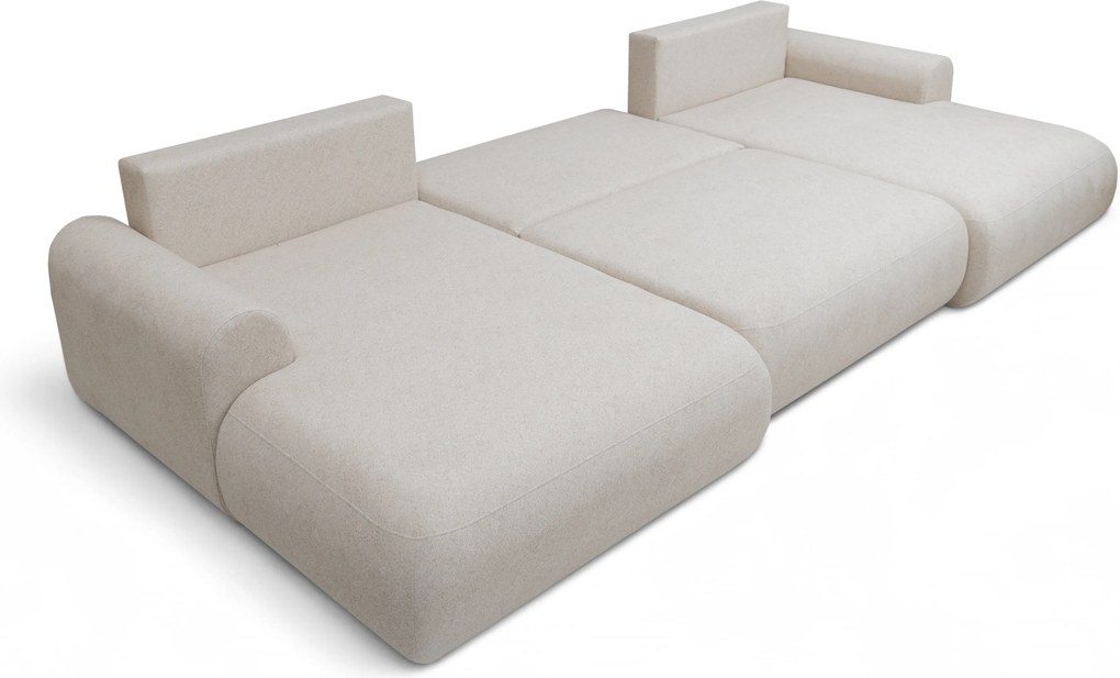 Colțar cu funcție de dormit Lotulis U - crem împletitură Ado 1601