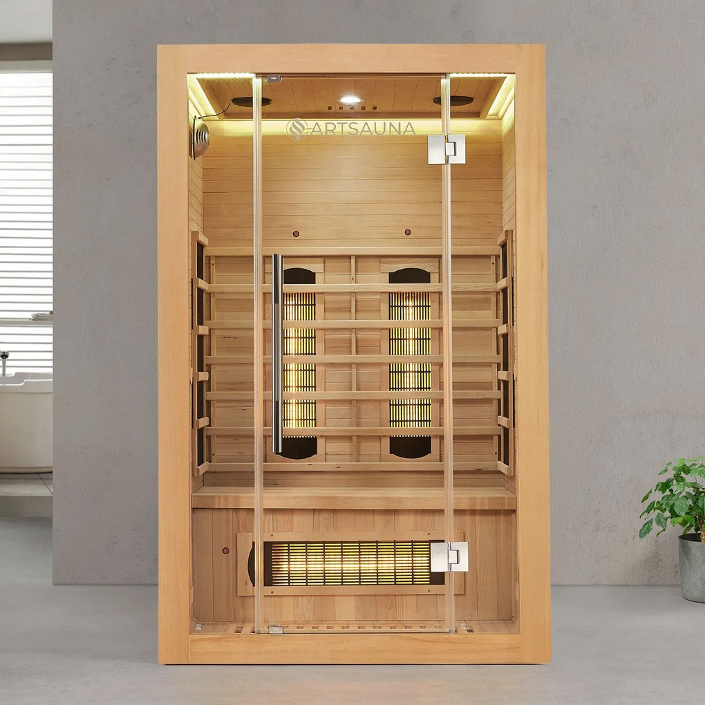 Infračervená sauna Kiruna130 s duálnou technológiou a drevom Hemlock